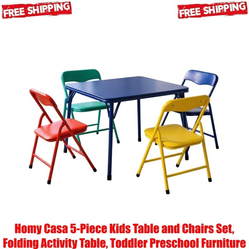 Homy Casa 5-Piece Kids Table and Chairs Set, Folding Activit