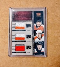  2011 PANINI CROWN ROYALE  GIROUX BRIERE ROENICK ROYAL LINEAGE PRIME JERSEY #/50