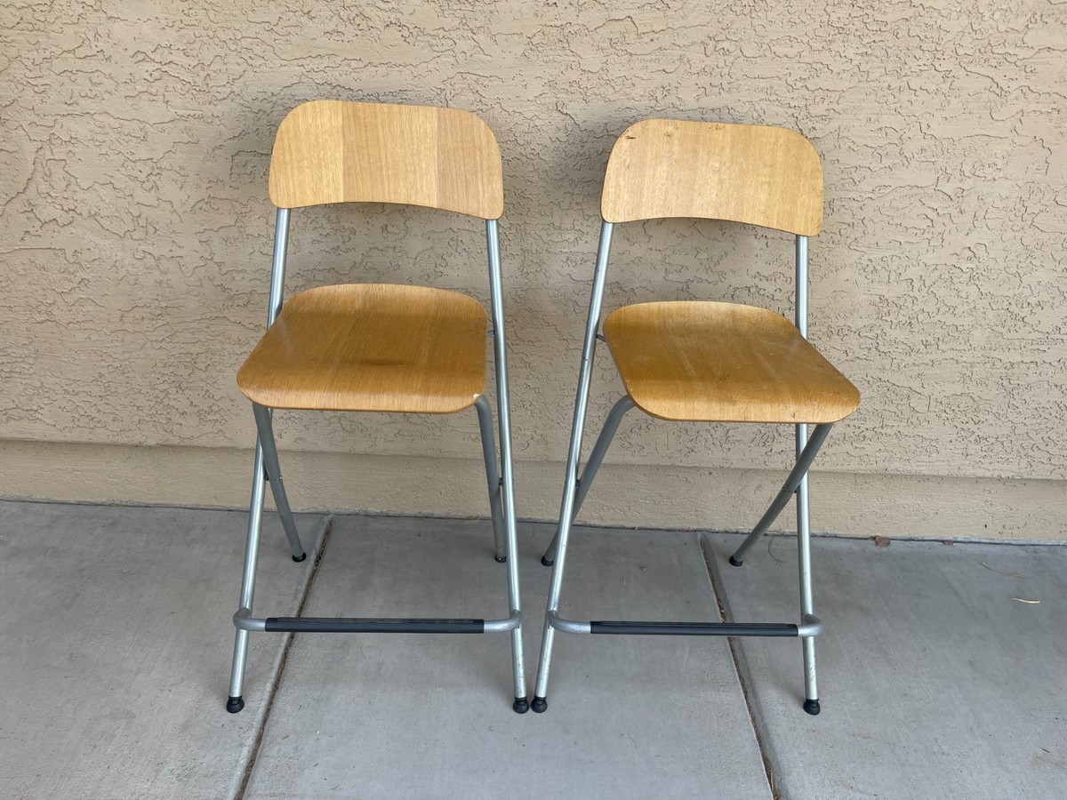 Vintage IKEA Franklin Industrial Beechwood Folding Counter Chairs
