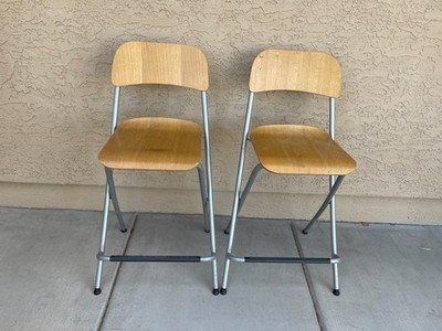 Vintage IKEA Franklin Industrial Beechwood Folding Counter Chairs