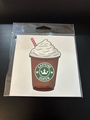Coffee Vinyl Stickers Caffeine Queen 4 Inch UV Weather Resistant Lot 9 NEW