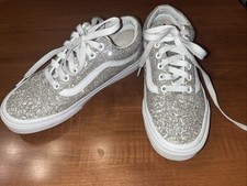Vans Old Skool Glitter Sneakers Women's Size 6.5 Silver