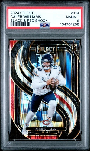 2024 Panini Select Caleb Williams Black & Red Shock #114 PSA 8