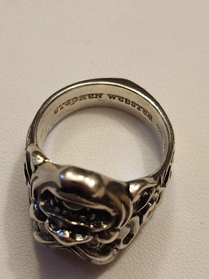 Anel masculino Stephen Webster prata esterlina máscara guerreiro japonês com diamantes  - Imagem 2 de 4