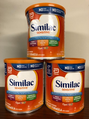 Lot of 3 Similac Sensitive Infant Formula with Iron 12.5 oz Exp 03/01 ...