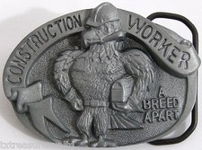 BELT BUCKLES Construction Worker A Breed Apart Eagle Gray Oval Professions NWOT 