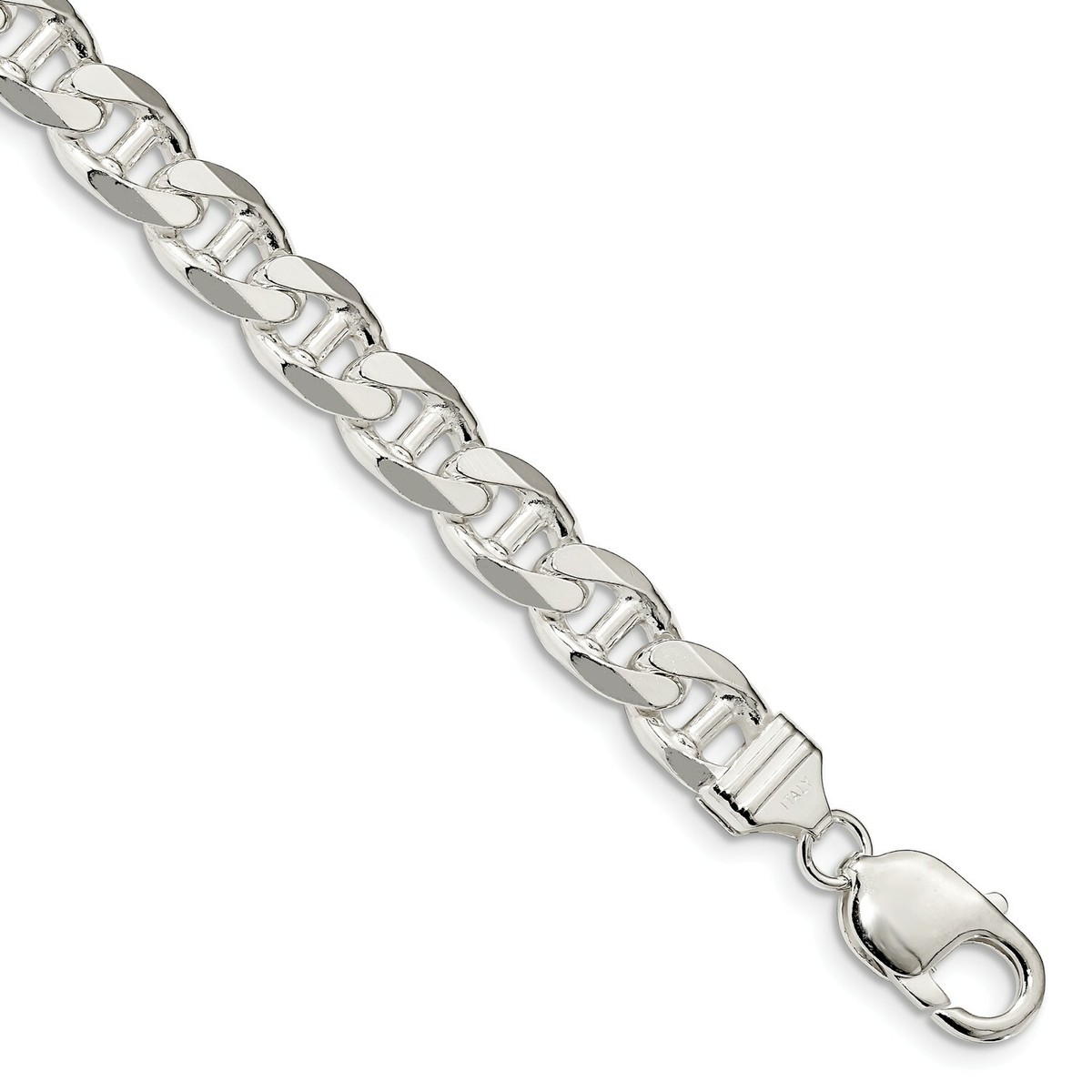 Sterling Silver Solid 8.9mm Flat Anchor Bracelet w/ Lobster