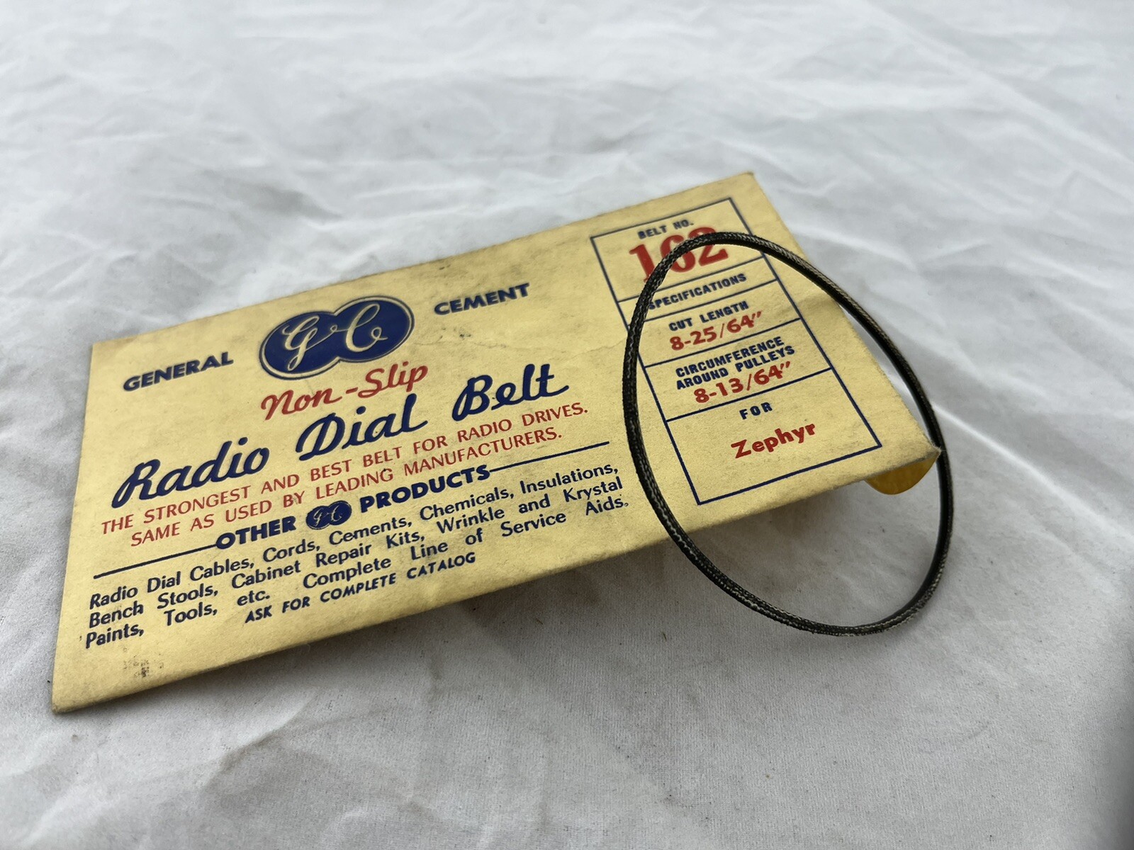 General Cement Radio Dial Belt 162 (J2) for Zephyr eBay