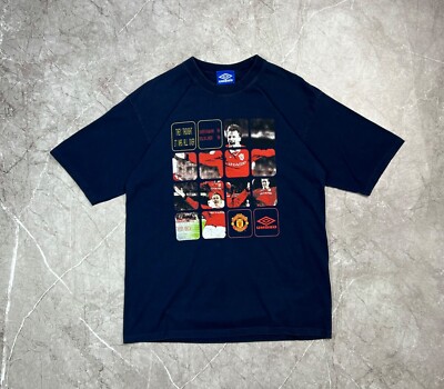 Vintage 1999 Manchester United Treble Champions Rare UMBRO T-shirt