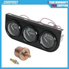Auto Car Triple Gauge Set Kit Water Temp Oil Pressure Volt Meter 2 52mm 3-in-1