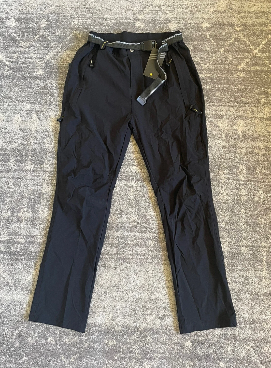 Outdoor Sports Mens XL Pants Black Zipper Pockets Belted Hiking NWT M9