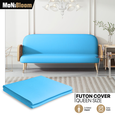Solid Color Futon Cover Stretch Sofa Bed Protector Queen Size Armless Slipcover