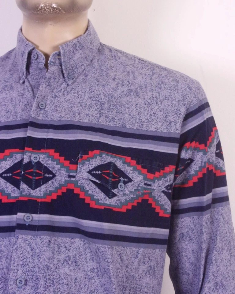 vintage 80s 90s Roper Western LOUD Southwestern Shirt Cowboy Button Front USA L - Image 2 of 4