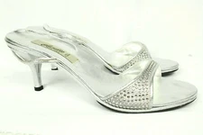Claudio Milano Vero Cuoio Leather Shoes  Silver Crystal Size 39 Italy $420