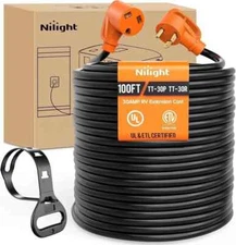 Nilight 30 Amp 100FT RV Extension Cord 125V HD 10 Gauge Pure Copper STW Wire UL