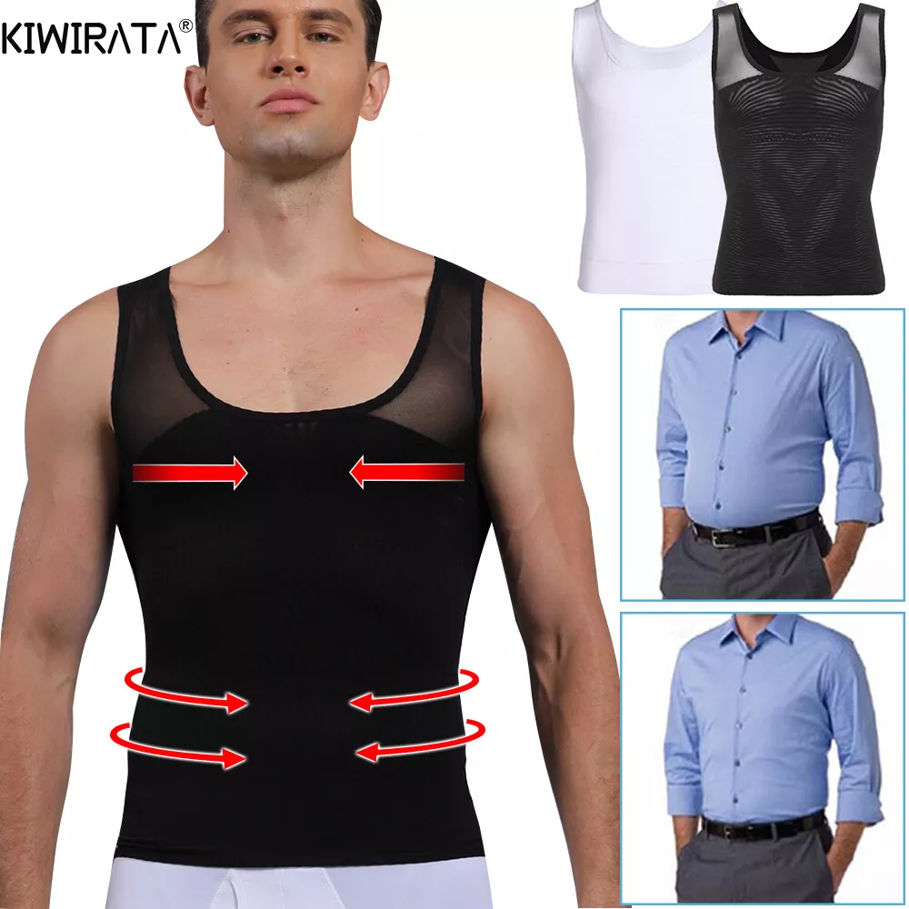 Men's Body Shaper Vest Slimming Shirt Hide Boobs Moobs Chest Belly Waist  Corset