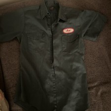 Vintage Lee Prest Chetopa Twill Work Wear Short Sleeve Shirt Green Medium