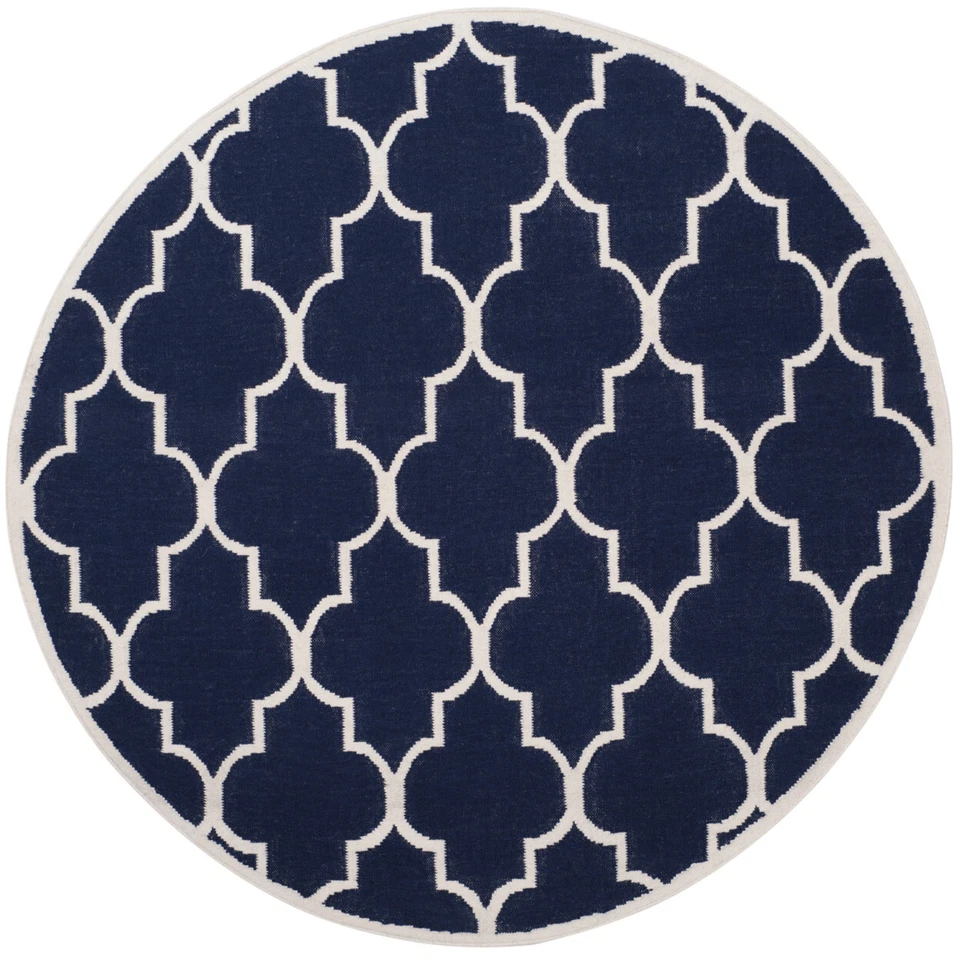 SAFAVIEH Dhurries DHU632D Handwoven Navy / Ivory Rug - Image 3 of 4
