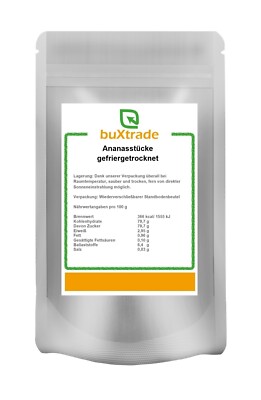 100 g Gefriergetrocknete Ananasstücke | Ananas | Trockenfrüchte | Buxtrade 