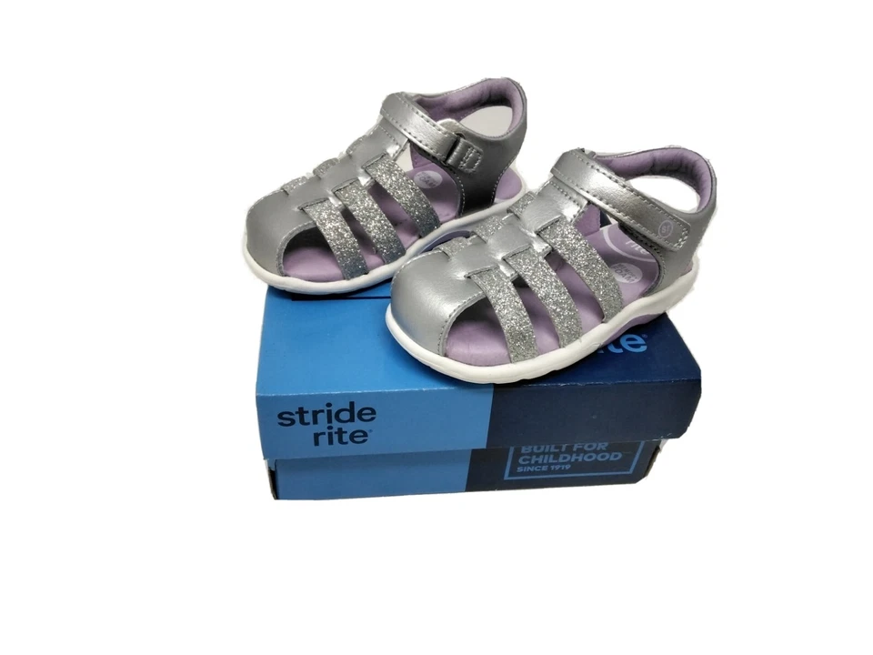 Stride Rite SRT Luna Toddler Shoe Girls Size 6.5 Sandals Silver Purple NWB - Image 3 of 3