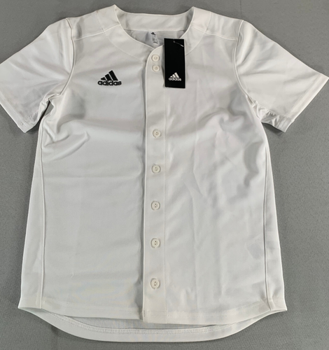 Adidas Youth Baseball Jersey White Button Up Short Sleeve Shirt Size M 11-12Y NW