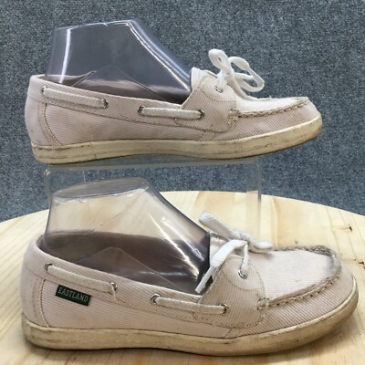 Eastland Shoes Womens M Casual Boat White Canvas Pull On Lace Up Moc  Toe