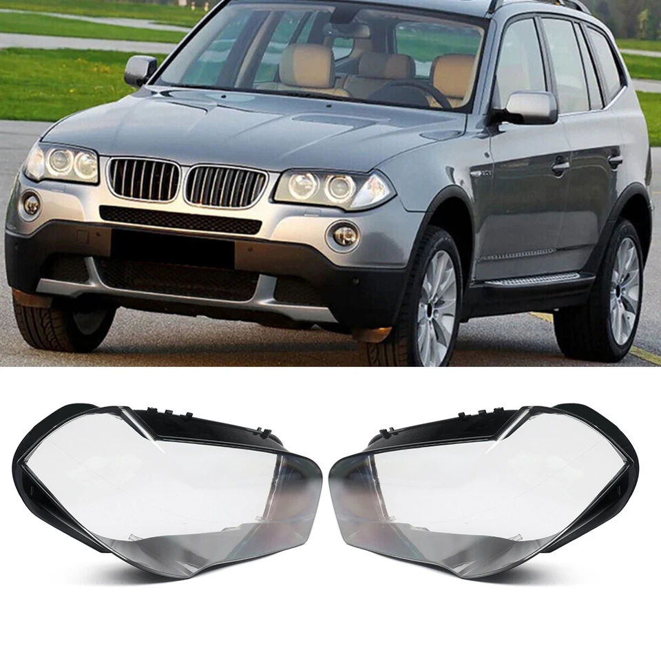 Pair Front Headlamp Headlight Lens Cover Shell For 2004-10 BMW X3 E83 Right&Left Foto 2 de 4