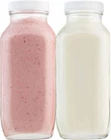 16oz Square Glass Milk Bottle with Plastic Airtight Lids - Vintage Reusable...