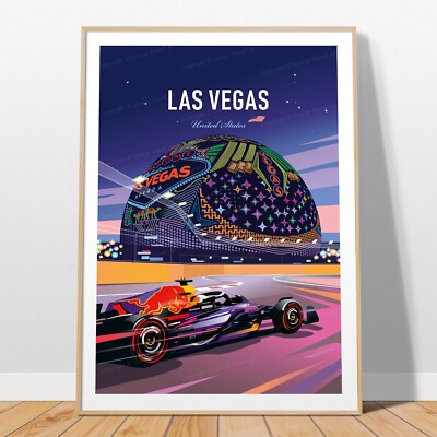Las Vegas F1 Poster   Max Verstappen Red Bull Racing Wall Art   Vegas GP