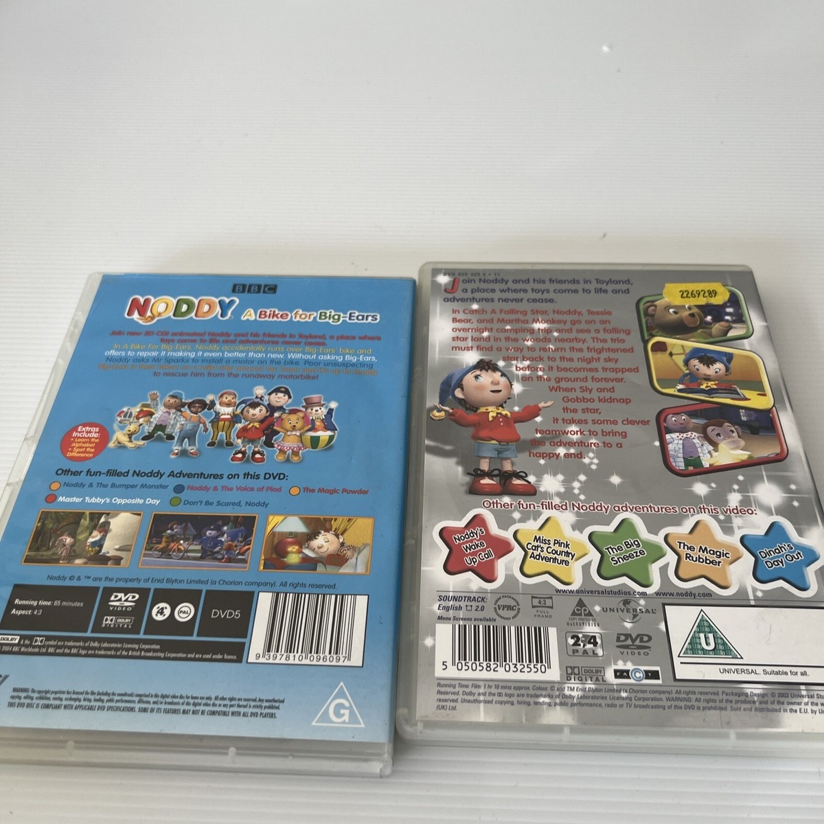 Noddy 2 X DVDs - A Bike For Big Ears, Catch A Falling Star Region