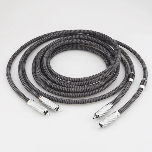 Pair Audiophile HiFi OCC Silver Plated Cable Carbon Fiber RCA Interconnect Cable - Picture 1 of 6