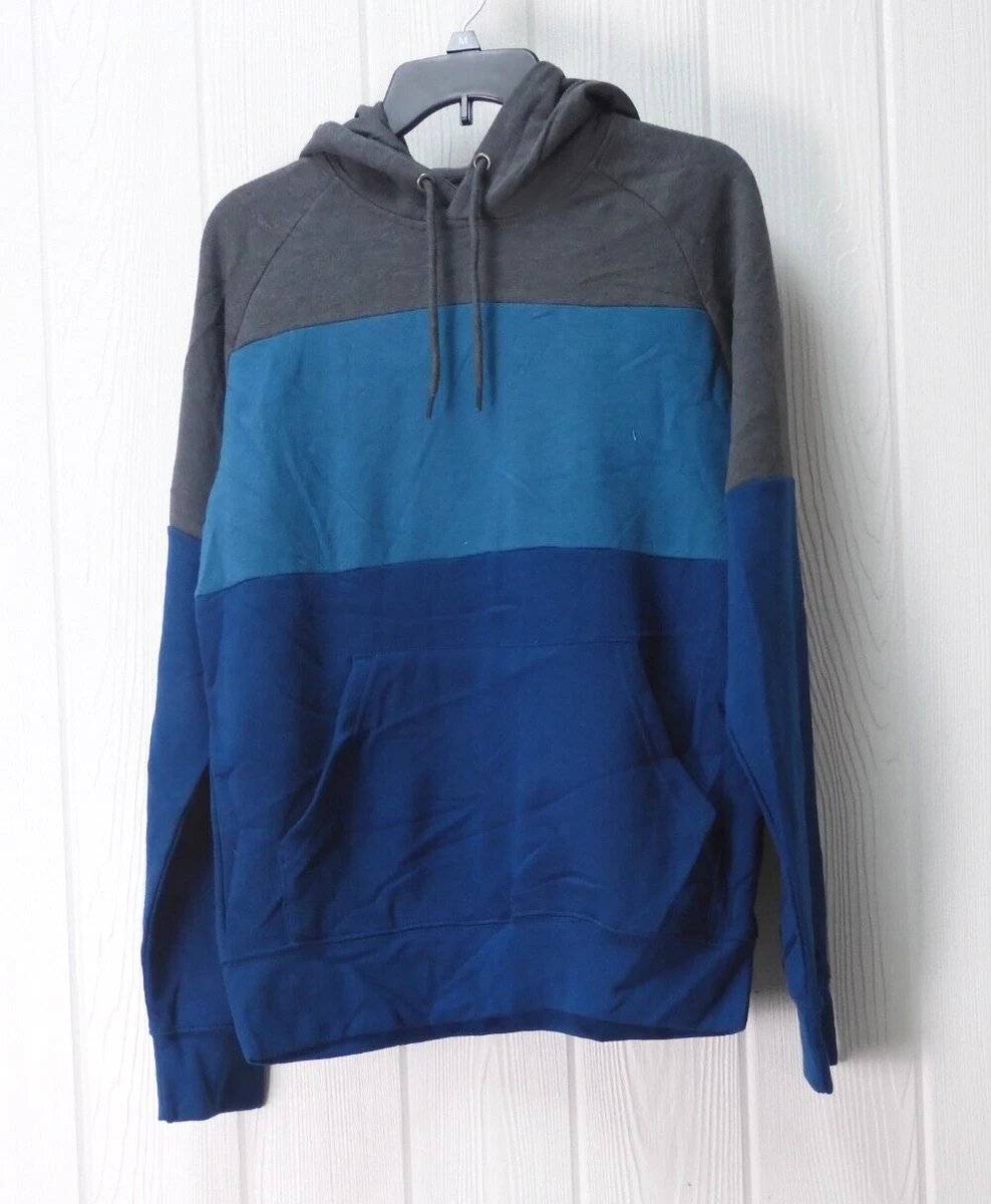 Xersion Blue Gray Colorblock Hoodie Sweatshirt Men's Sz Medium Long Sleeve