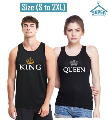 King Queen - Couple Tank - Couple Tank Top -Tshirts - Black Couple Tank Tops