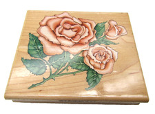 INKADINKADO STAMPS LARGE ROSES RUBBER STAMP WOOD MOUNTED USA