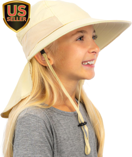 Kids Sun Hat with Neck Flap - UPF 50+ Beach Hats for Kids Boys Swim Hat Perfect