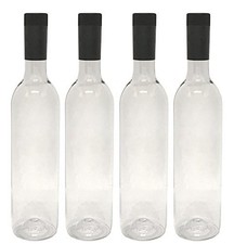 nicebottles Plastic Wine Bottles  Screw Caps, Clear, 750ml - Pack of 4