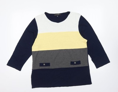 Just Elegance Damen Pullover Pulli bunt Rundhals gestreift Viskose