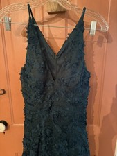 XSCAPE Womens Floral Lace Gown Dress, size 8 Forest Green