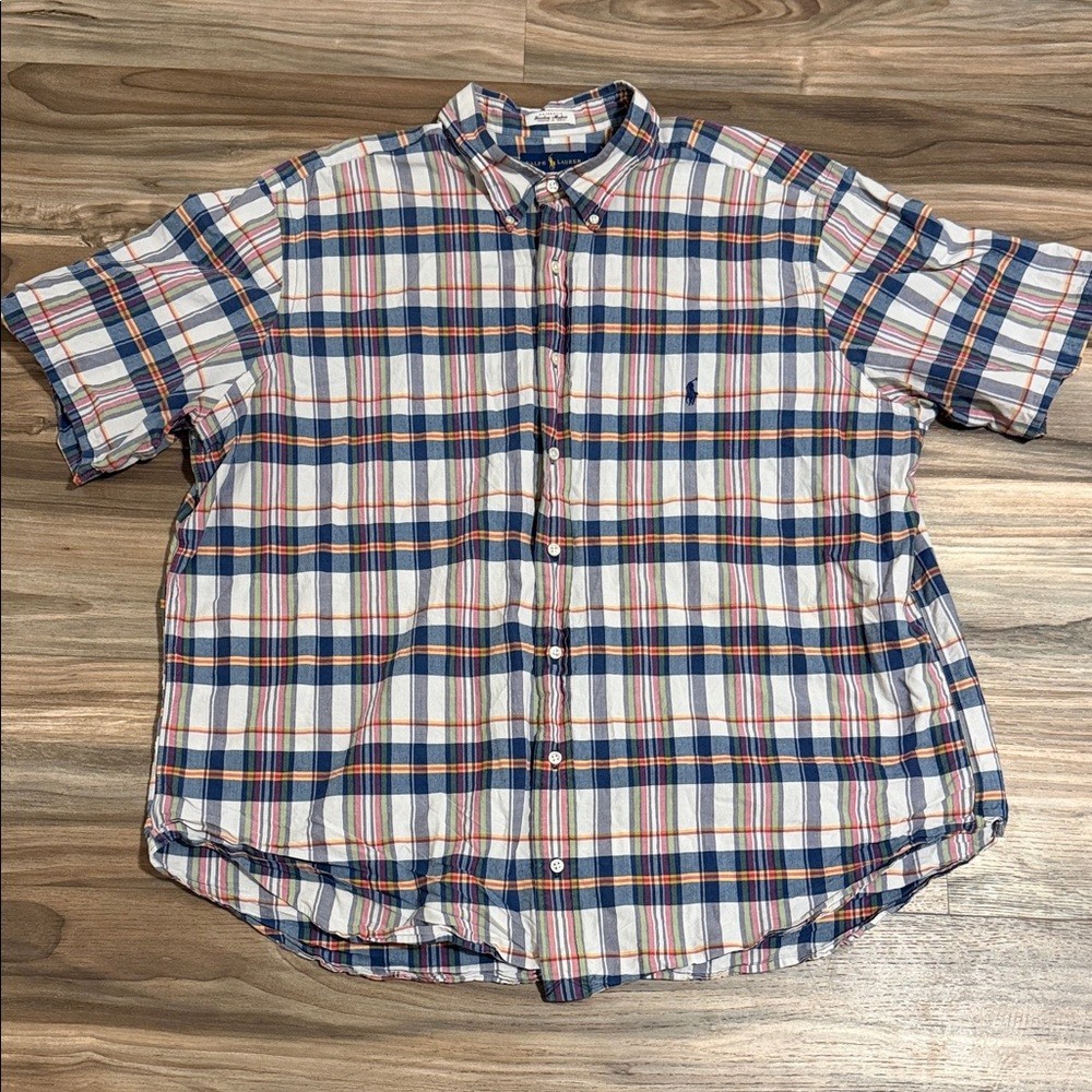 Ralph Lauren Button Down Bleeding Madras Plaid Re… - image 1