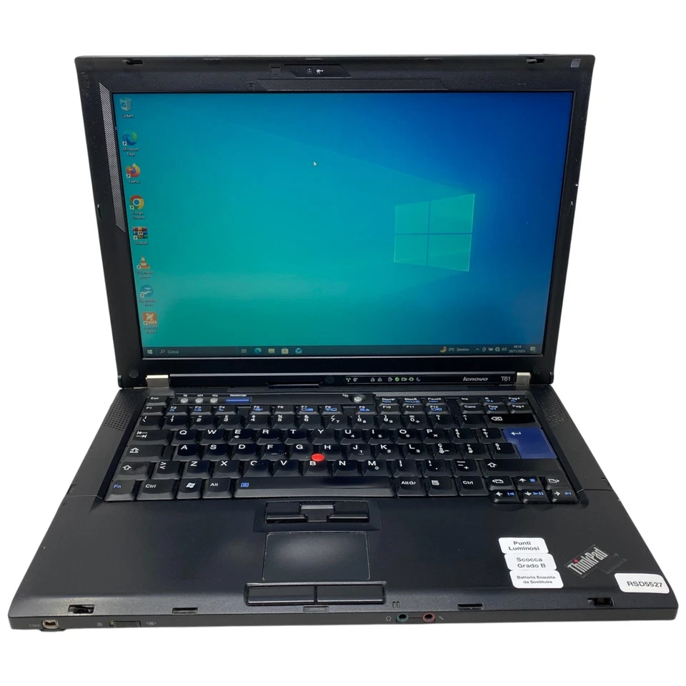 PC Portatile Notebook Usato 14” Lenovo T61 Core Duo 3Gb Ram 128Gb SSD W10 32 Bit - Imagen 2 de 4