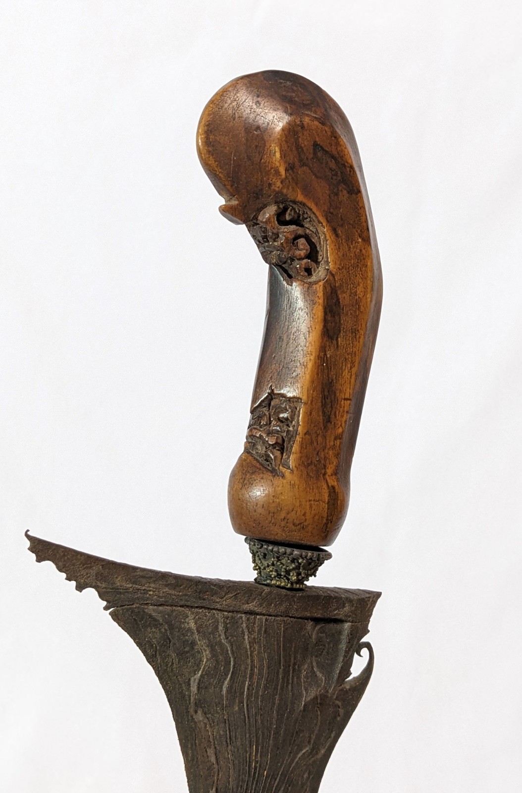 Vintage Indonesian Keris Kris Dagger Knife & Scabbard 14" Damascus Blade (2)