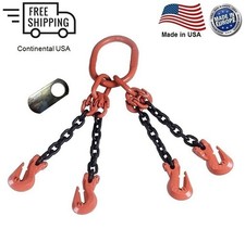 1/2" G100 Chain Sling 4-Leg 8' Cradle Clevis Grab Hook QOG Made in USA