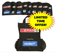 10 Reusable Fold Away Spar Shopping Bags Canvas Eco Friendly Tote Foldable Bag