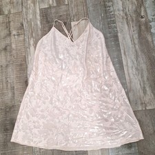 Victoria's Secret Large Babydoll Teddy Short Negligee chemise Pink Shiny Leaf
