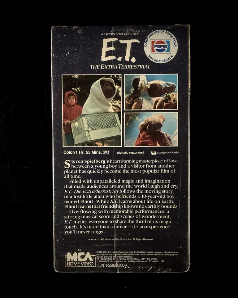 "PEPSI" PROMO Factory Sealed VHS "E.T." ET NOT FOR SALE It's the COLLECTIBLE ONE - Image 2 of 4