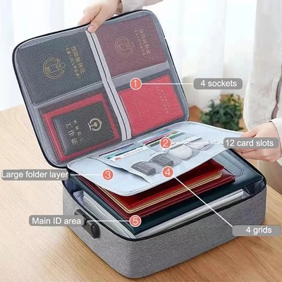 3-Layer Fireproof Document Box with Lock File Storage Box Waterproof Safe Bag US