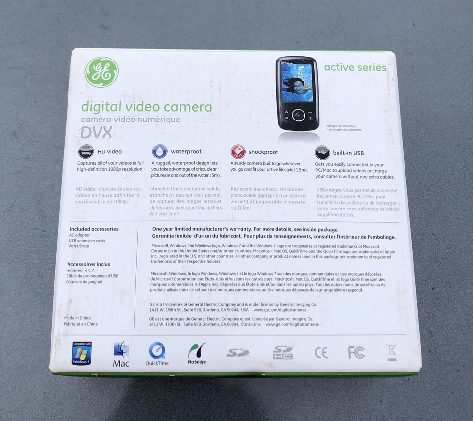 Cámara de video digital GE DVX Active Series 1080p impermeable a prueba de golpes caja abierta Foto 4 de 4