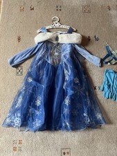 H&M Eiskönigin Kostüm Elsa 122 128 Fasching Prinzessin Frozen Kleid blau Umhang