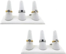 N'ice Packaging 2-Pack White Leatherette, Triple Finger (5"x2"x2.25"H)...