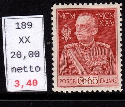 Kingdom of Italy Jubilee of the King c 60 new integral rubber mnh ref 189